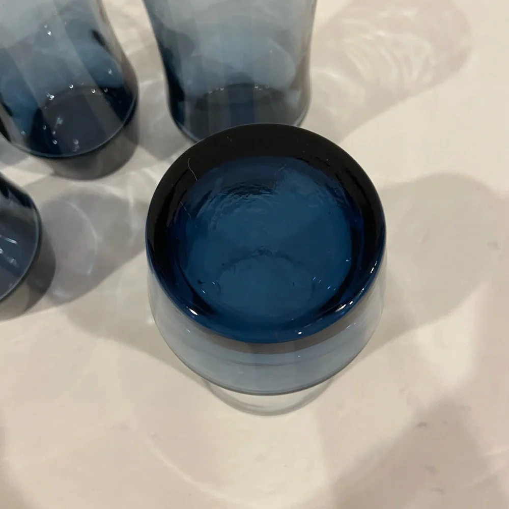 Set of 5 VTG Libbey Apollo Blue MCM Drinking Glasses